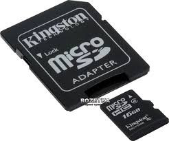 Kingston SDC4/16GB, microSDHC 16Gb Class4 + SD Adapter