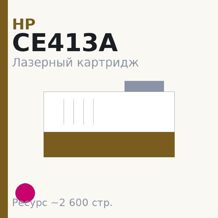 Картридж HP CE413A, пурпурный, 2 600 стр. — OEM