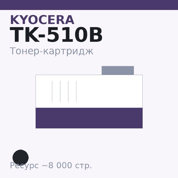 Тонер-картридж Kyocera TK-510B, чёрный, 8 000 стр.