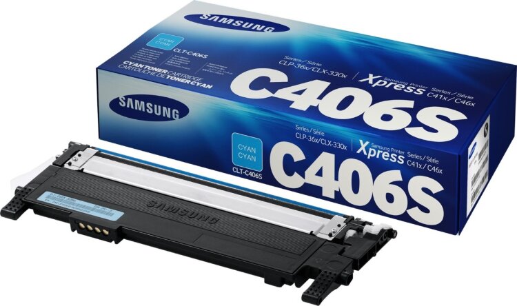 Картридж Samsung CLT-C406, голубой, 1 000 стр. — Euro Print