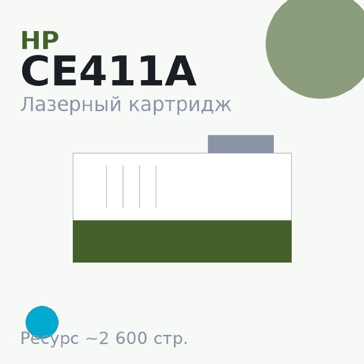 Картридж HP CE411A, голубой, 2 600 стр. — SAKURA