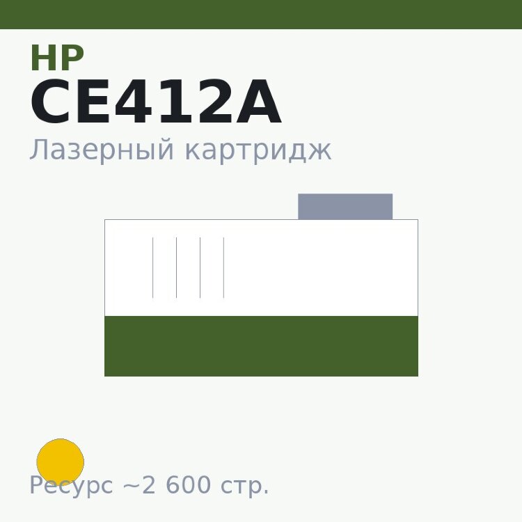 Картридж HP CE412A, жёлтый, 2 600 стр. — SAKURA