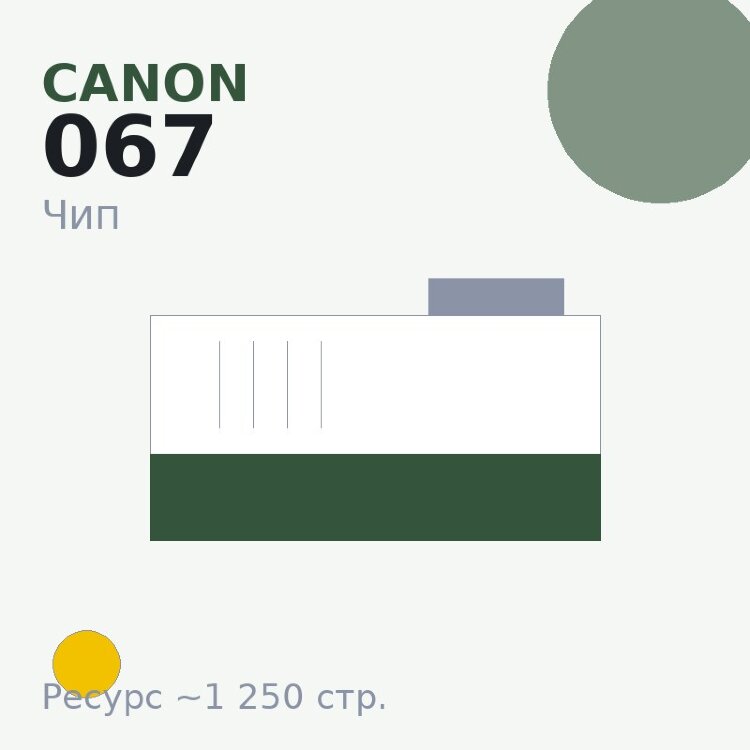 Чип Canon 067, жёлтый, 1 250 стр.