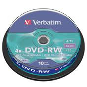 Диски чистые DVD-RW, 4.7 Гб, 10 шт (шпиндель)