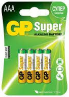 Батарейки GP Super Alkalin AAA (LR03/24A-2CR4) комплект - 4 штуки, блистер 10/80