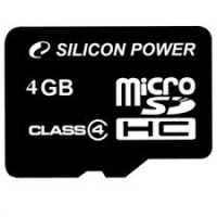Silicon Power SP004GBSTH004V10, microSDHC 4GB class4 (без адаптера)
