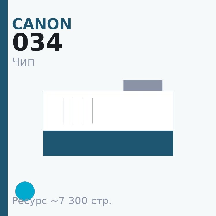 Чип Canon 034, голубой, 7 300 стр.