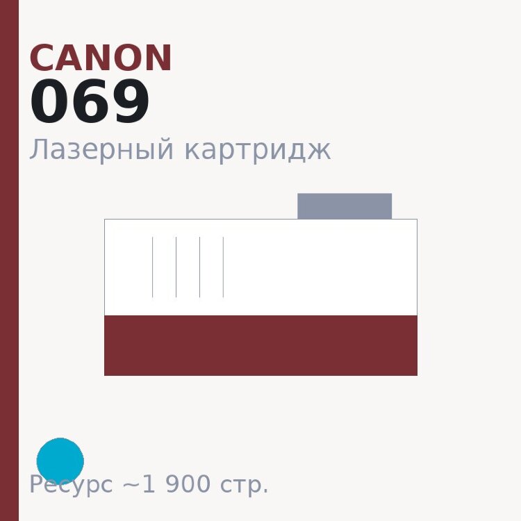 Картридж Canon 069, голубой, 1 900 стр. — Euro Print