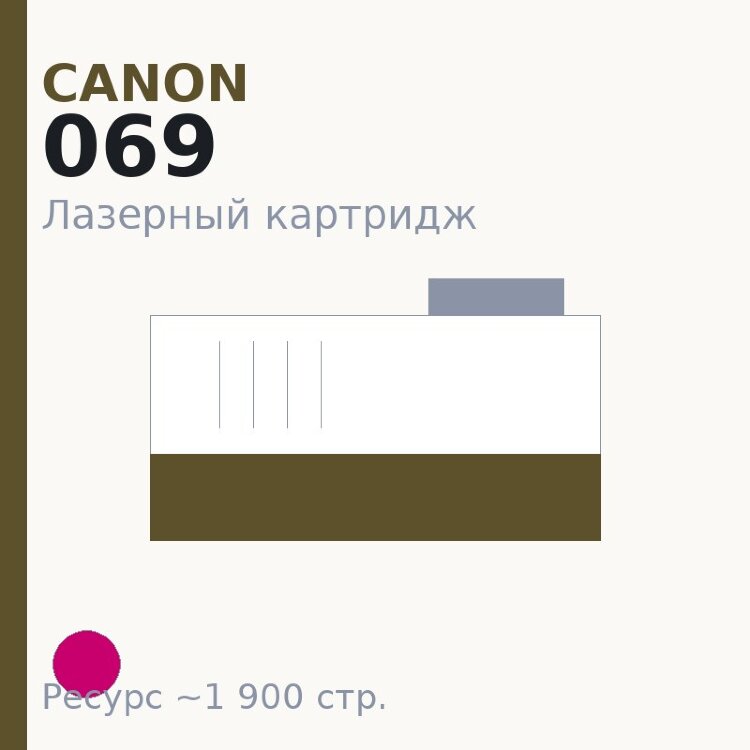 Картридж Canon 069, пурпурный, 1 900 стр. — Euro Print